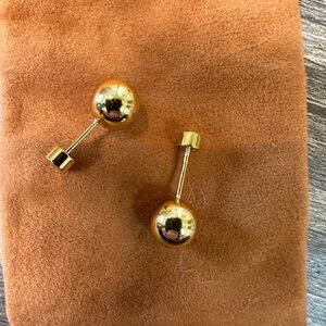 14K Gold Ball Stud Earrings 8mm Screw Back Round Sphere Classic Minimalist
